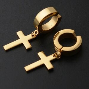 Gold Cross Hoop Earrings